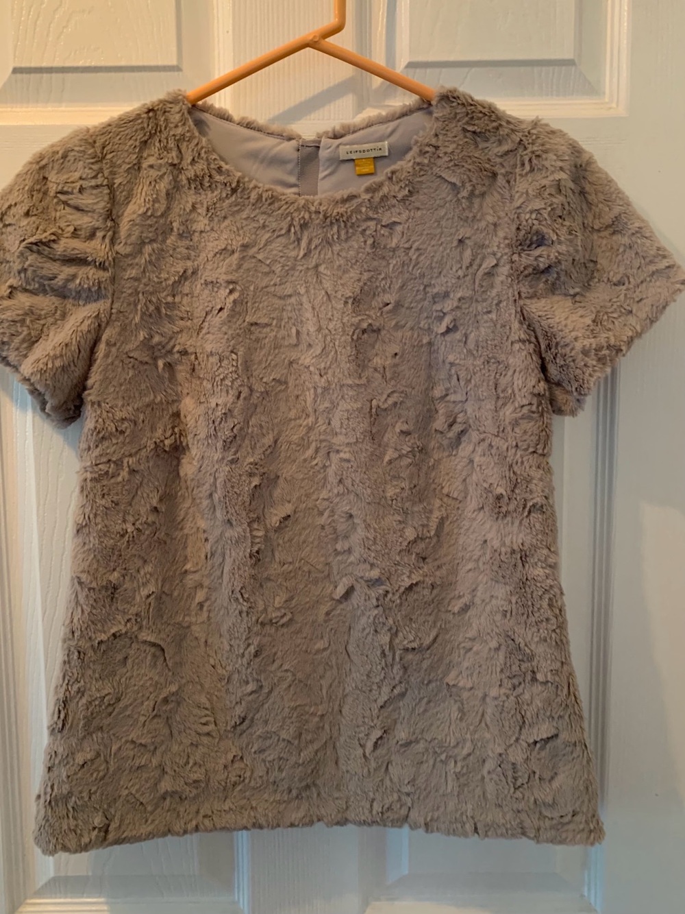Anthropologie Leifsdottir Faux Fur Gray Top with Back Zipper • Sz. Small